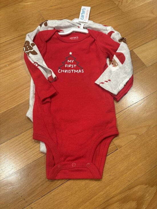 Carters Other - Carters Size 12 M My First Christmas Long Sleeve Bodysuit Set